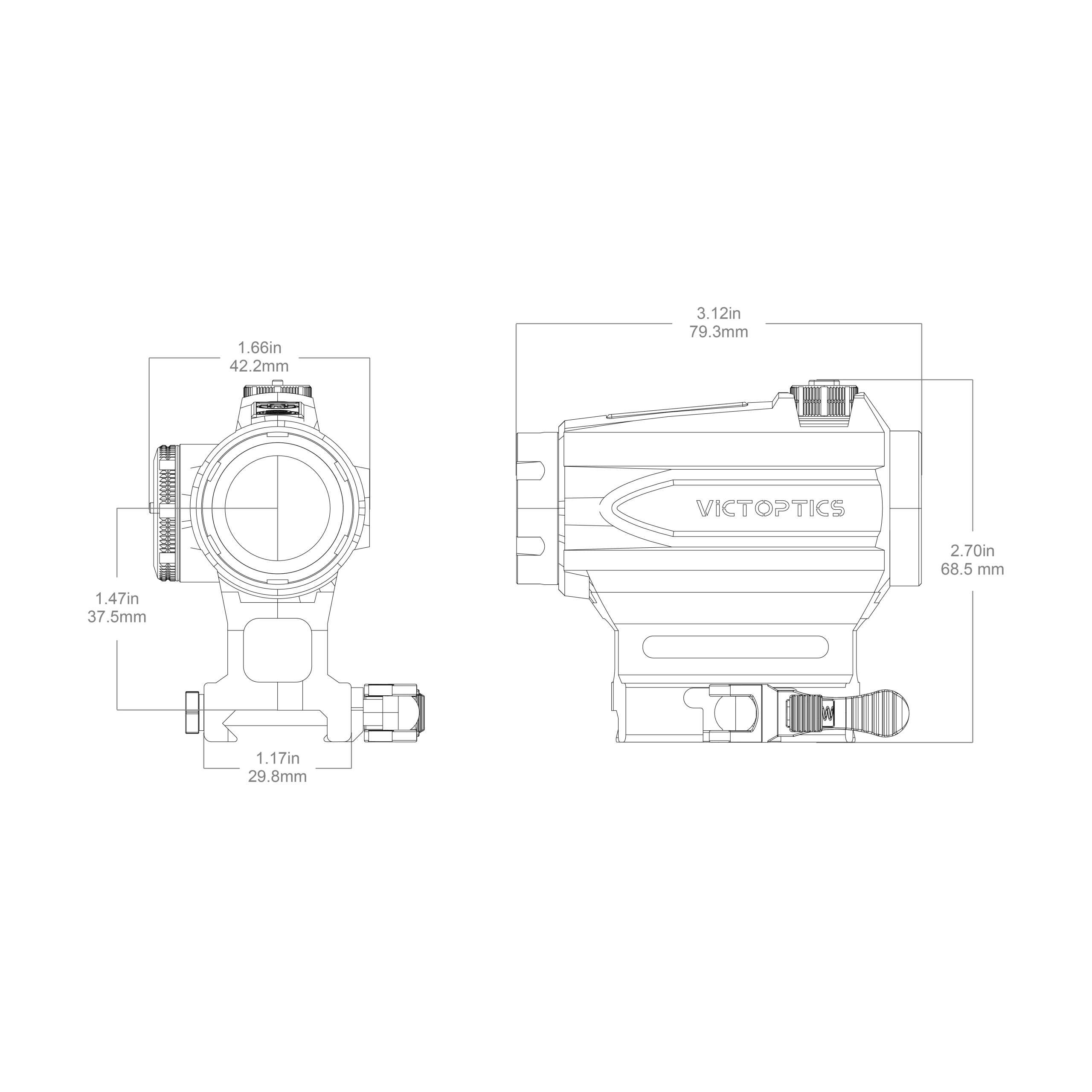 SRD 1×20 Reflex Sight Graphite Finish (SKU: RDSL27)