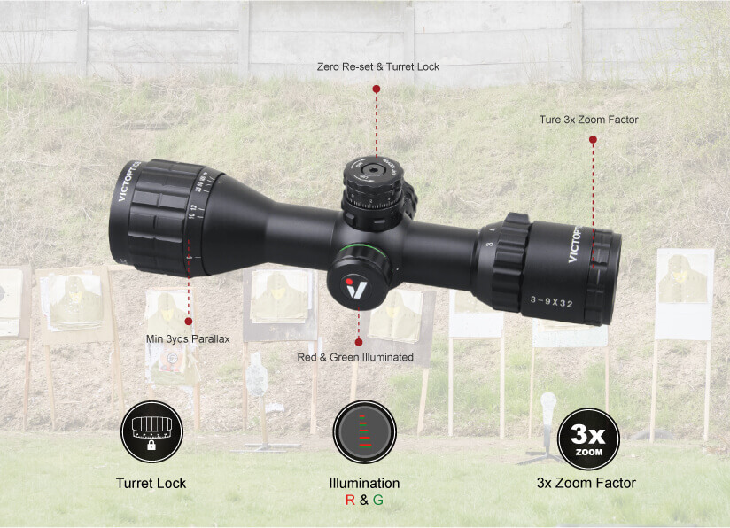 VictOptics C3 3-9x32 SFP rifle scope for hunting feature