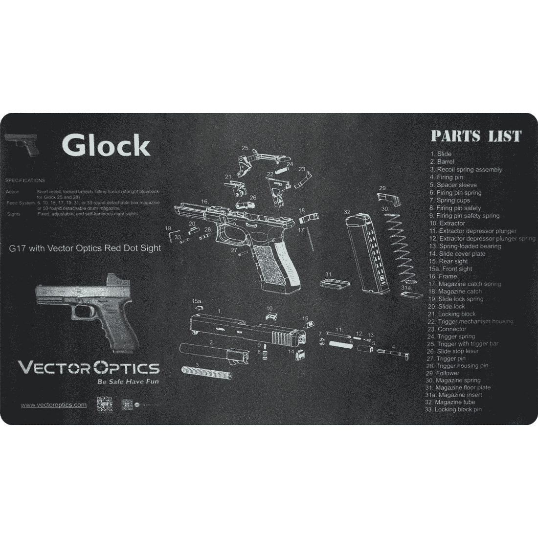 Glock Gun Cleaning Bench Mat (SKU: SCBM-02)