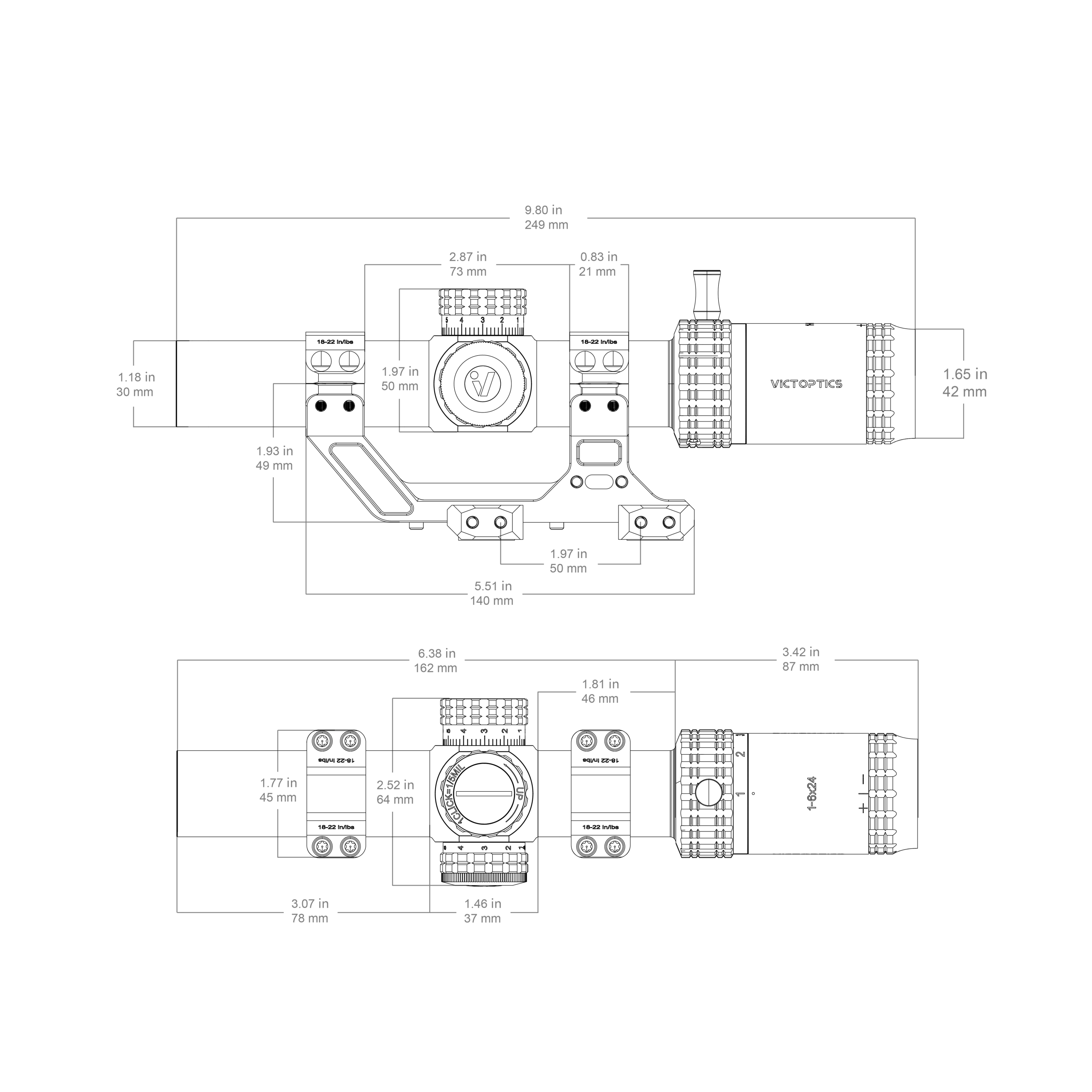 OPSL122 S6 1-6x24 1-Piece High Mount Combo Dimensions webp